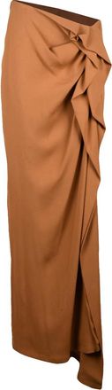 Dries Van Noten Fluid Drape Long Skirt with Side Slit and Ruffled Detail