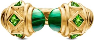 David Yurman Anello Renaissance in oro giallo 18kt con malachite
