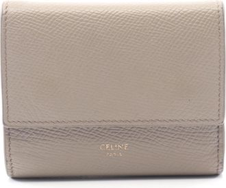 Celine Beige Leather Wallet (Tri-Fold) (Pre-Owned)