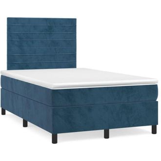 vidaXL Cama Box Spring Con Colch&oacute;n Terciopelo Azul Oscuro 120x190 Cm Vidaxl