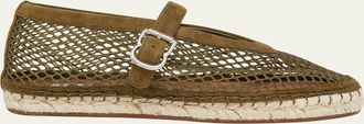 Alaia Fishnet Suede Mary Jane Espadrilles