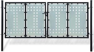 vidaXL Puerta De Valla De Jard&iacute;n Negra 300x175 Cm Vidaxl