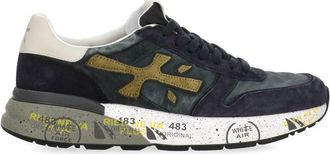Premiata Blue Mick 8435 Suede Tech Fabric Low-Top Sneakers
