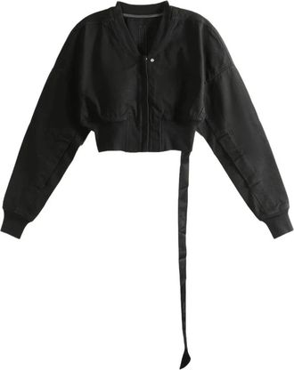 Rick Owens Cropped Flight Jacket - Dames - Bomber jackets - Zwart - L - Katoen - Jassen