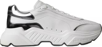 Dolce & Gabbana White Silver Leather Sport DAYMASTER Mens Sneakers (Pre-Owned)