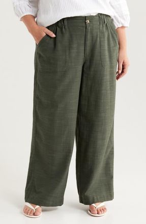 Wit & Wisdom Sky Rise Paperbag Waist Pants in Midnight Olive at Nordstrom, Size 18W