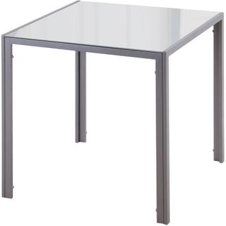 HOMCOM Tavolo Moderno Quadrato in Metallo e Vetro da Cucina e Salotto 75x75x75cm - Homcom