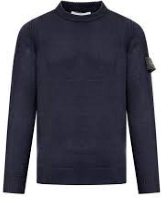 Stone Island Crewneck Sweater - Heren - Ronde hals truien - Blauw - XL - Katoen - Truien & Vesten