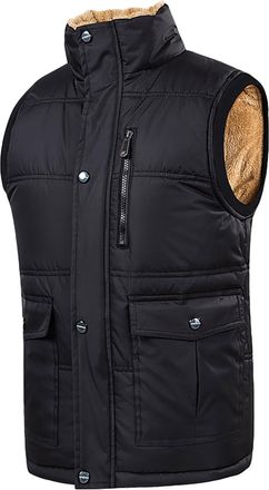 Generic Mens Fleece Gilet Sherpa Lined Thicked Warm Waistcoat Winter Padded Coat Stand Collar Sleeveless Zipper Vest Jacket With Pocket Fleece Lined Casual Wa