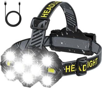 OEM Linterna Frontal Recargable - Modelo 2022 Mejorado, 22000 L&uacute;menes, 10 Led, 10 Modos, Superbrillante, Manos Libres, Ideal Para Acampar, Pescar, Ciclism