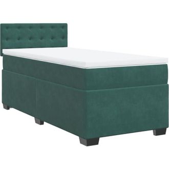 vidaXL Vidaxl - Cama Box Spring Con Colch&oacute;n Terciopelo Verde Oscuro 100x200 Cm