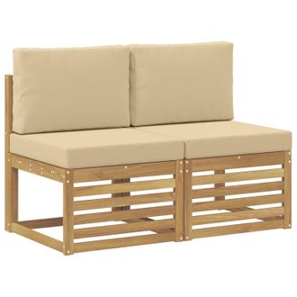 vidaXL 2 Pieza Sof&aacute; Intermedio De Exterior Madera De Acacia S&oacute;lida Vidaxl
