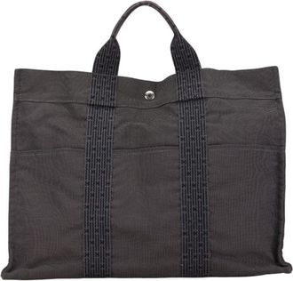 Hermès Gray Canvas Tote Bag (Pre-Owned)