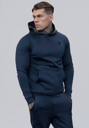 Siksilk Sudadera con capucha dinámica azul marino para hombre SikSilk XL