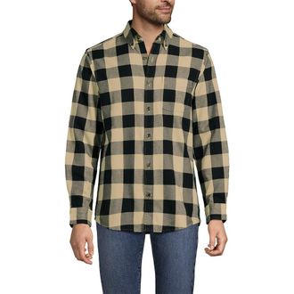 Lands End Flagship Flannel Shirt in Black/champagne Buffalo Check at Nordstrom, Size Xx-Large