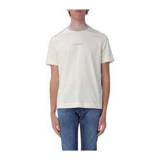 Emporio Armani T-Shirt a girocollo con logo - - Tops - Uomo - Beige - M