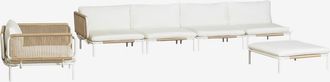 Sklum Conjunto De Jard&iacute;n Con Sof&aacute; Modular Esquinero De 4 Piezas, Puff Y Sill&oacute;n En Acero Roubly Sklum
