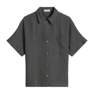 Marc O'Polo Overhemden, Dames, Grijs, S, Linnen, Woven Blouses Shortsleeve