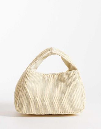 Accessorize Borsa a mano giallo burro con perline