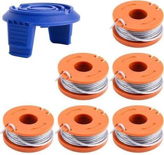 OEM Carrete Compatible Con Mac Allister Mgtp18li 1,65 Mm 3 M Wx150 Y Tapa De Carrete Tlw 01 1 Para Desbrozadoras Macallister Mgtp18li Wg150, Wg151 (6 Carr