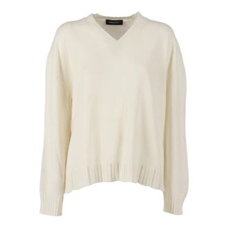 Fabiana Filippi V-neck Knitwear, female, Beige, Size: S Maglia Scollo V in Platinum
