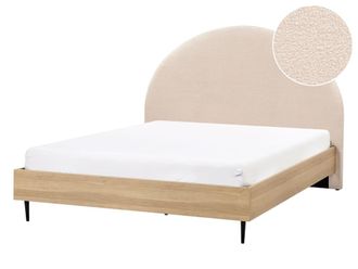 Beliani Cama matrimonial de tejido beige 140x200