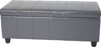 Hhg Ba&uacute;l Banco Asiento Kriens, Cuero + Polipiel, 112x45x45cm Certificado Mvg, Gris