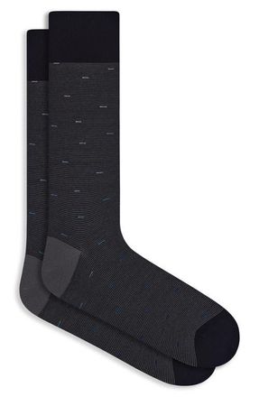 Bugatchi Stripe Mercerized Cotton Blend Dress Socks in Black at Nordstrom