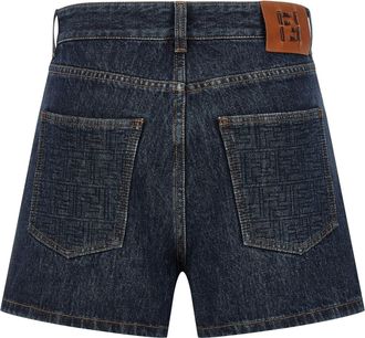 Fendi FF Padded Denim Shorts - Blue