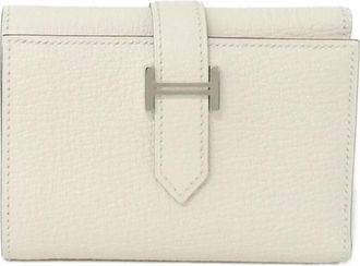 Herm&egrave;s Ivory White Chevre Leather Wallet (Tri-Fold) (Pre-Owned)
