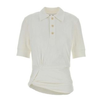 Victoria Beckham Polo Shirts, female, White, Size: S Twist Detail Polo Top