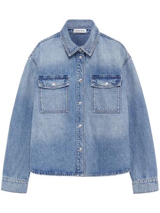 Anine Bing Denim Shirt with Classic Collar and Button-Down Front