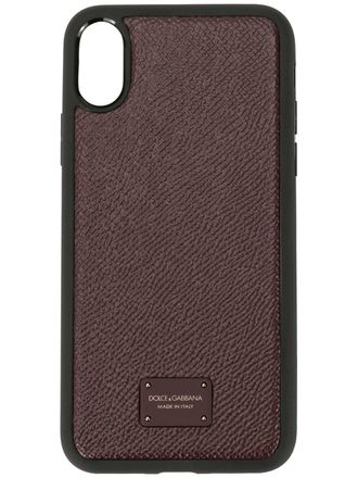 Dolce & Gabbana logo iPhone X case - men - Calf Leather - One Size - Purple