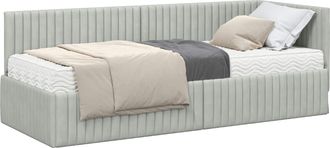 vidaXL Estructura De Cama Esquina Con Colch&oacute;n 2 Uds. Gris Claro Vidaxl