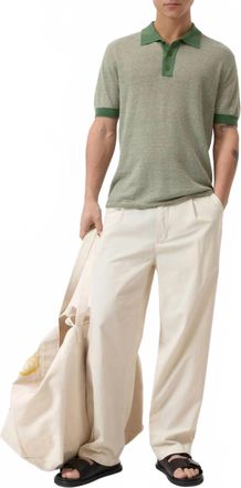 Closed Polo Shirt With Linen Blend In Ranger Green