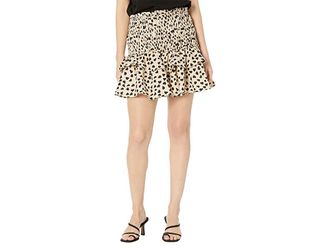 English Factory Dotted Smocked Skirt Womens Skirt Beige/Black : SM, Polyester