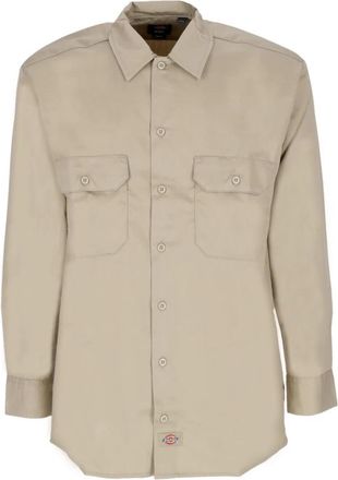 Dickies Khaki Werkoverhemd met Lange Mouwen - Heren - Casual Overhemden - Beige - XL - Katoen - Overhemden