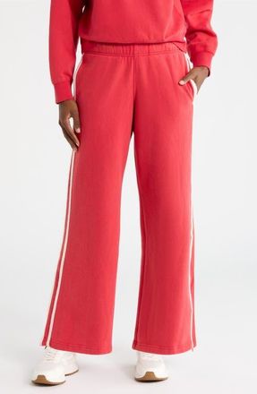 Marine Layer Cloud 9 Side Stripe Wide Leg Sweatpants in Faded Red at Nordstrom, Size X-Small