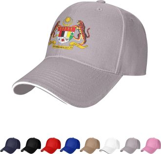 Generic Malaysia Emblem Hat Malaysian Caps for Man Woman Coat of Arms of Malaysia Baseball Cap Trucker Dad Hat Gray