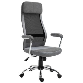 Carter's Vinsetto Office Chair Linen-Feel Mesh Fabric High Back Swivel Computer Task Desk Chair For Home With Arm - Wheels - Grey - CARTER | TJ Hughes
