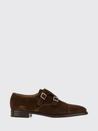 John Lobb Monk strap in pelle scamosciata con doppia fibbia e punta tonda