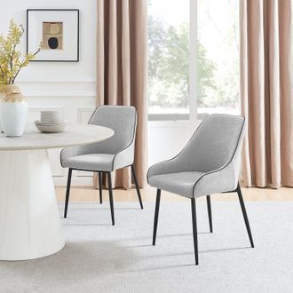 Furniturebox Beaumont 2x Fabric Black Leg Dining Chair in Grey