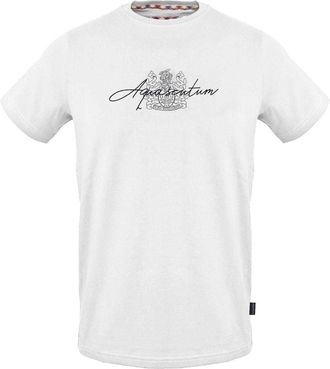 Aquascutum Heren Logo Katoen Regular T-shirt (Wit)