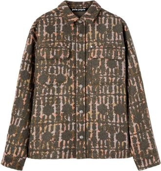 Palm Angels monogram-pattern jacket - men - Polyamide/Virgin Wool/Alpaca Wool/Mohair/Cotton/Polyester/Cupro - 46 - Green