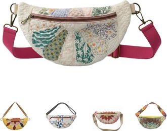 Generic Vintage-Inspired Patchwork Quilted Sling Bag, Patchwork Quilted Crossbody Bag, Bohemian Fabric Shoulder Satchel With Adjustable Strap (D)