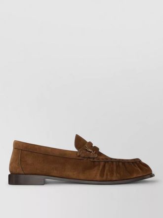 Saint Laurent suede loafer moccasins round toe leather