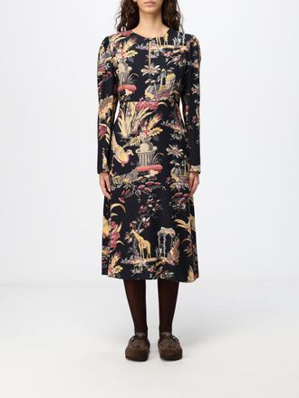 Etro Abito midi a tubino in cr&ecirc;pe con stampa etnica e maniche lunghe