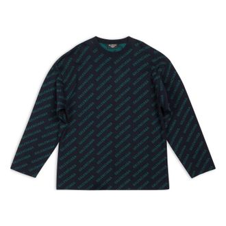 Balenciaga Mini Allover Logo Sweater Dark Blue Green 736247T32334301