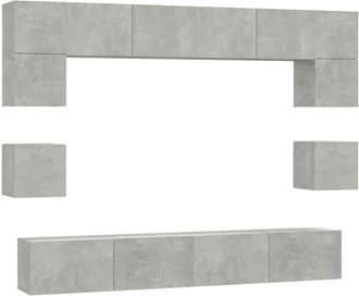 vidaXL Vidaxl - 8 Piece tv Cabinet Set Concrete Grey Engineered Wood