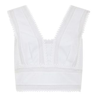 Alberta Ferretti Cropped Top with V-neck - female - Alberta Ferretti - Sleeveless Tops - White - L - Tops